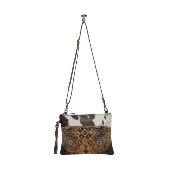 3599 Western Canvas Crossbody Handbag - Cotton & Upcycled Leather Shoulder